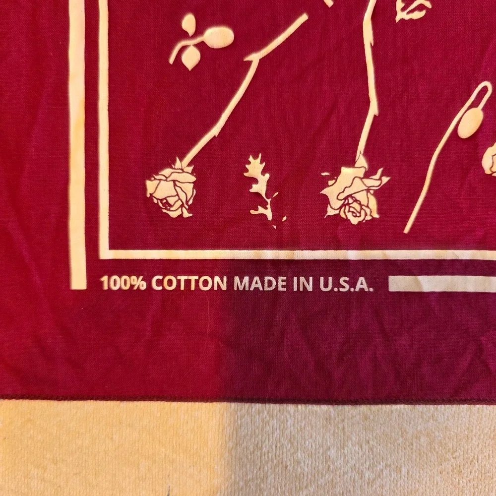 Carleen NYC Botanical Floral Bandana Scarf Burgundy Maroon Cotton Made in USA